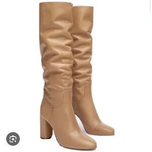 Zara Nude tan Leather Heeled Boots 39 8